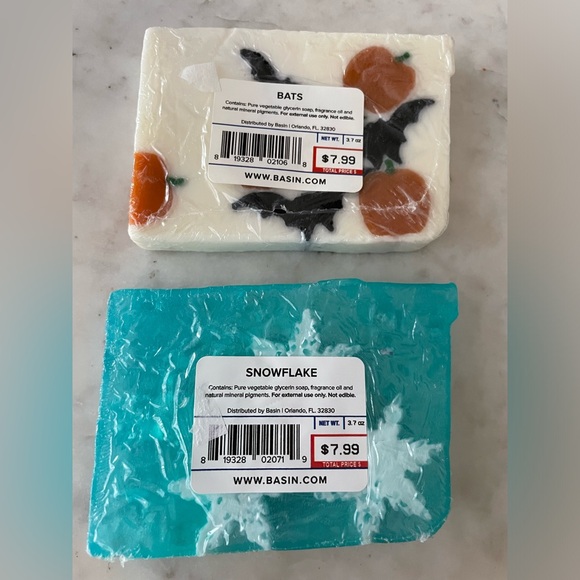 Basin Bath Soap - Two Bars Fully Sealed, Scented (Halloween and Winter) - Picture 3 of 3